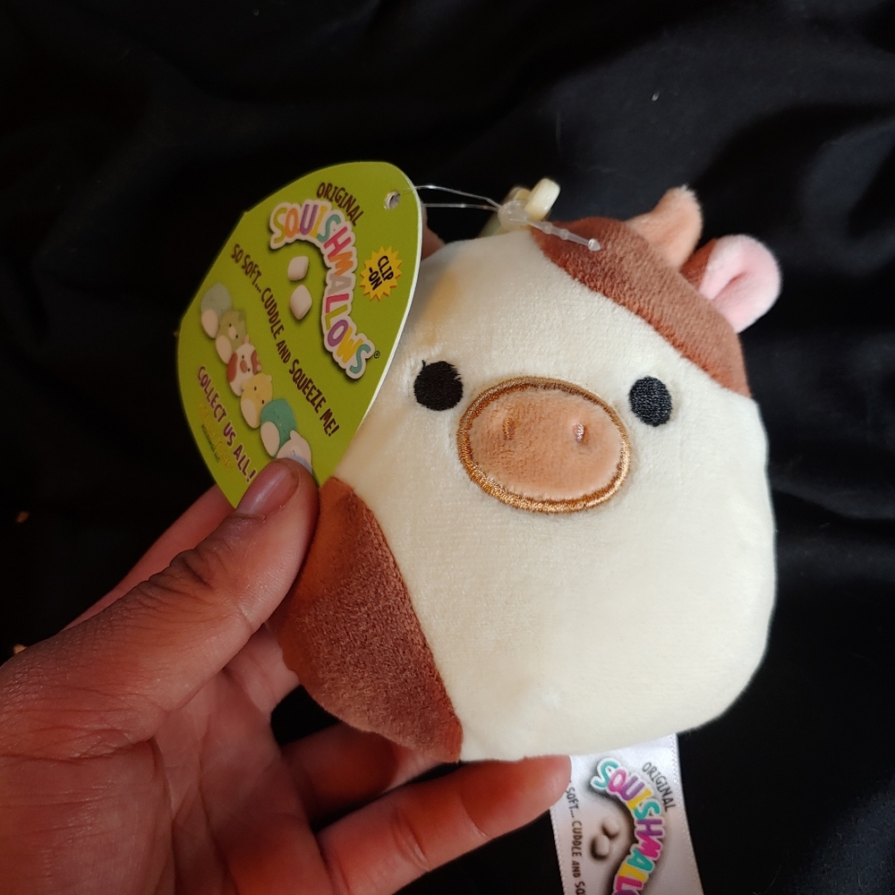 NWT Ronnie Squishmallow Cow 3.5" Clip-On